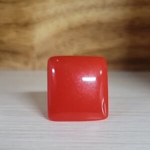 BOLD RED SQUARE RING, METAL FREE